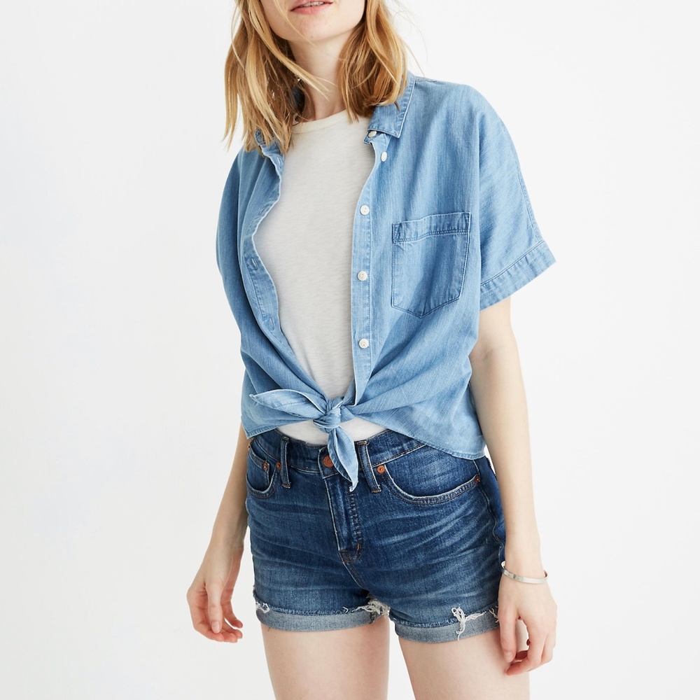 Size 26 Madewell High Waisted Cuffed Denim Shorts in Glen Oaks Wash style# F7019